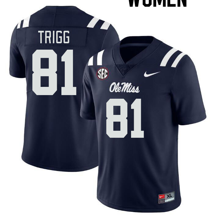 Women #81 Michael Trigg Ole Miss Rebels College Football Jerseyes Stitched Sale-Navy - Click Image to Close